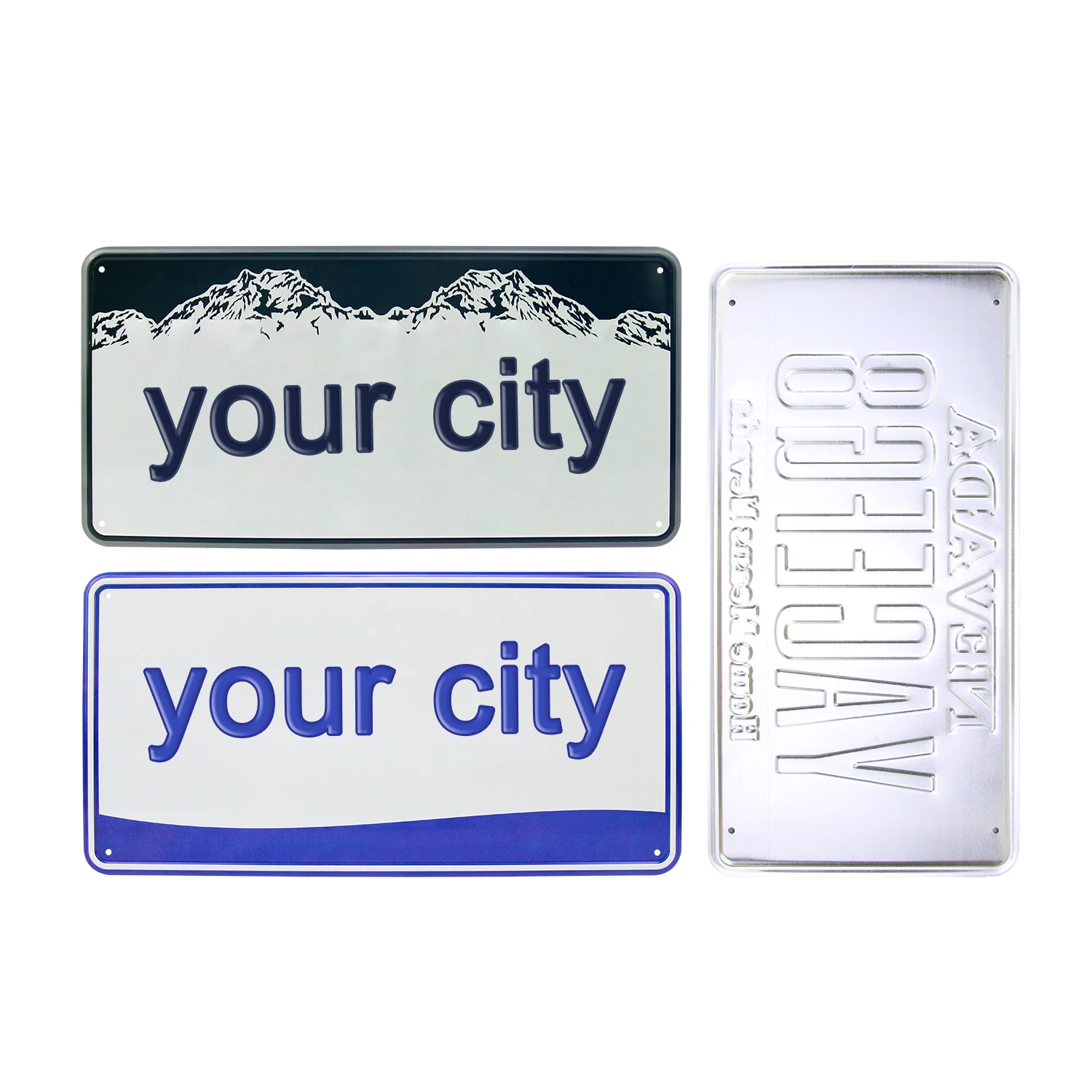 China Supplier Custom Metal Thin Custom City Logo Stainless Steel Vehicle License Plate