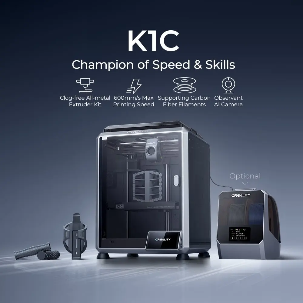 Creative K1C High Accuracy auto leveling 600mm/s Max Printing Speed Carbon Fiber filament applicable FDM 3D Printer 3d model making machine