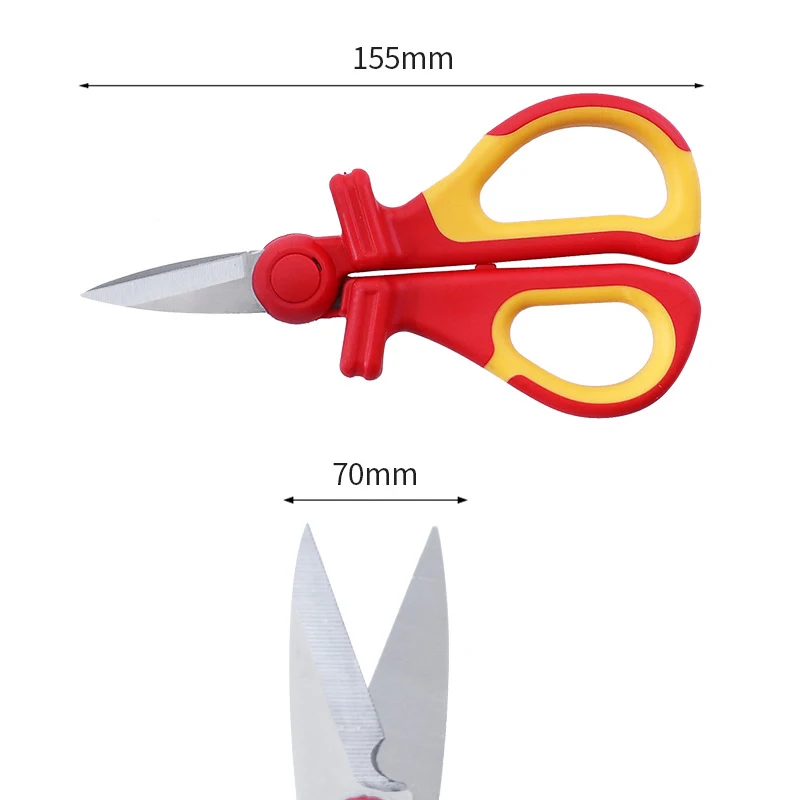 Professional 1000V VDE High Voltage Resistant Scissors Hand Tools Insulated Cable Scissors Electrician Scissors