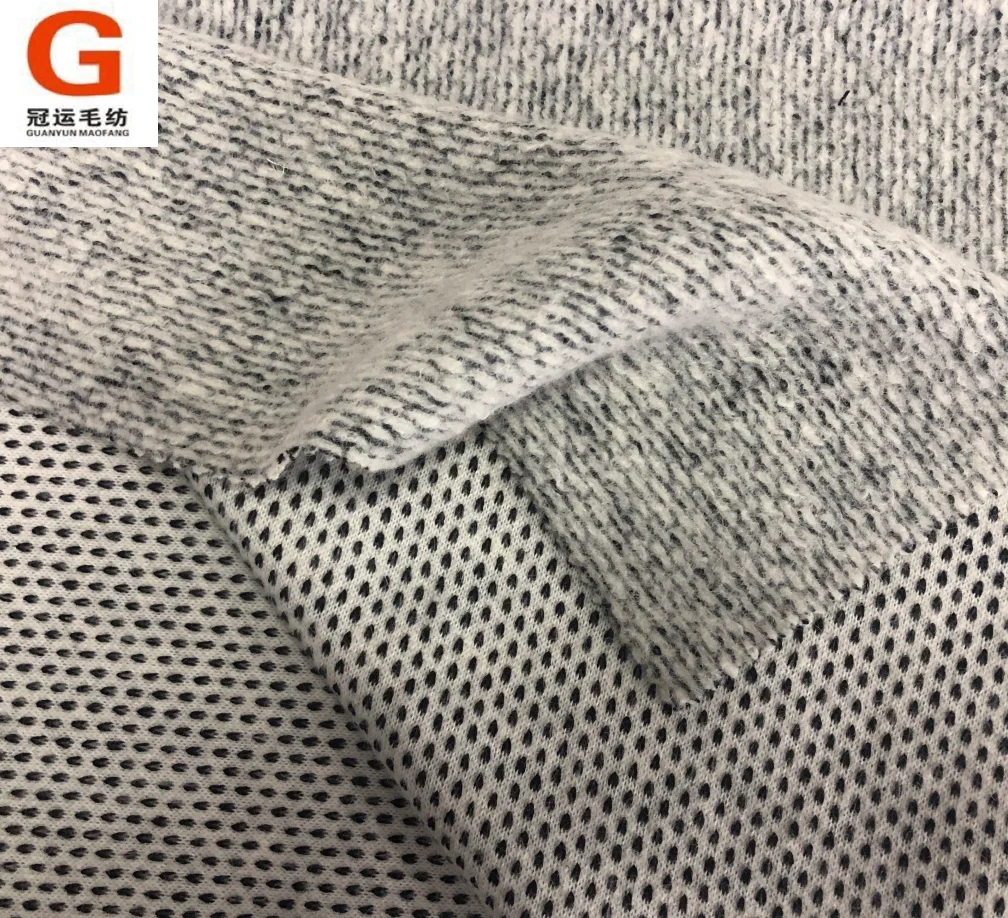 High quality 100% polyester wool like womens thick button woolen knit fabric