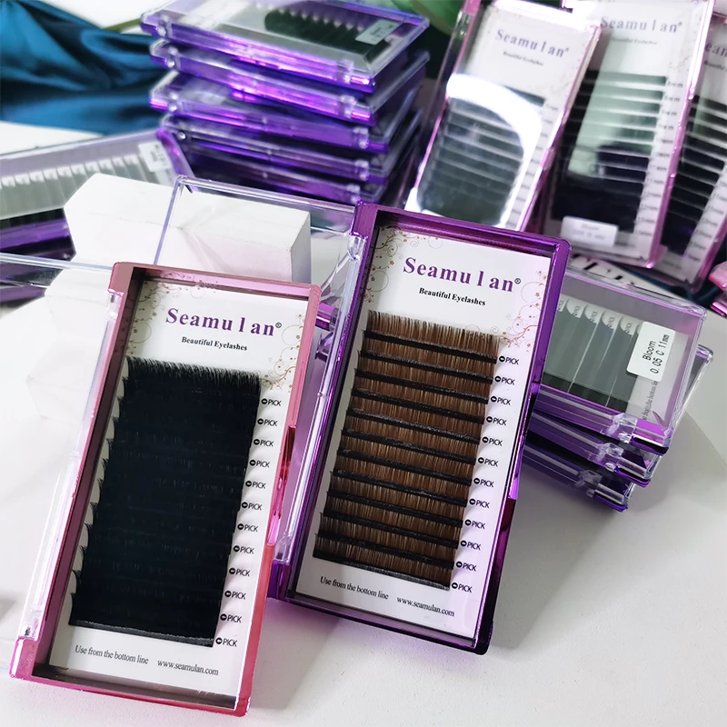 PBT Custom Wholesale Lash Eyelash Extensions Manufacturer 0.03 0.05 0.07 Easy To Graft Volume Lash Extension