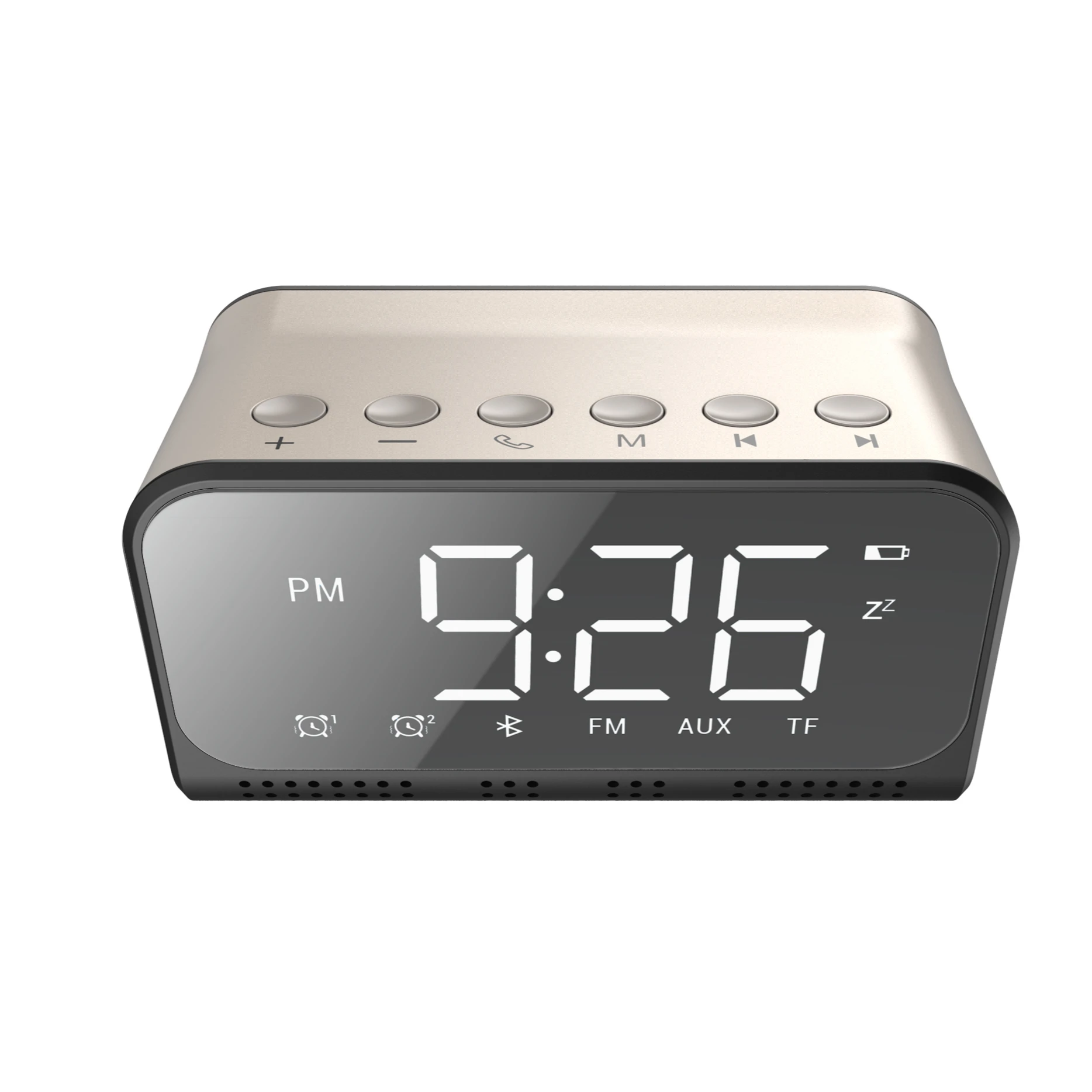 Hot selling wireless charger Bluetooths speaker digital FM alarm wall clock with  LED screen display