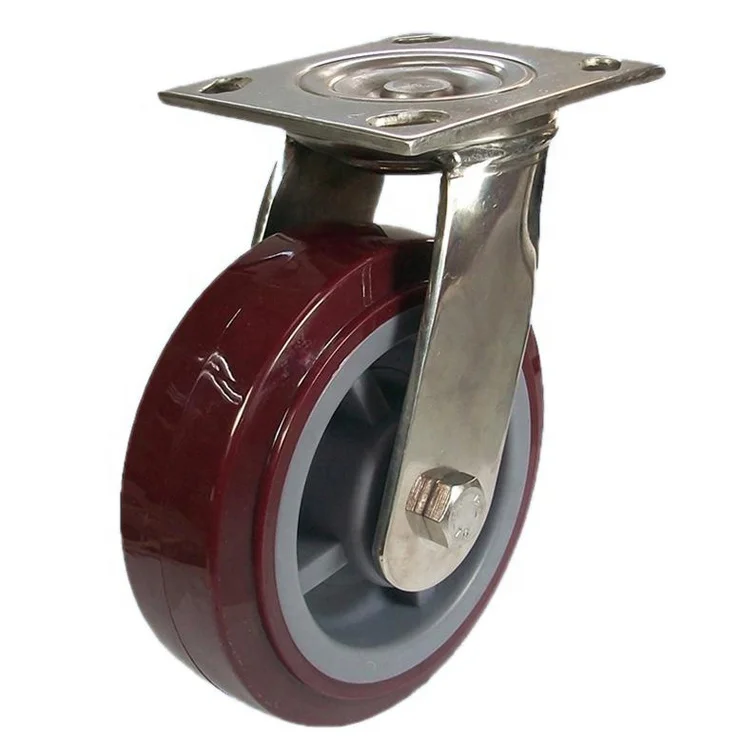Stainless steel polyurethane caster heavy duty 4 inch to 8 inch wheel 304 stainless steel caster