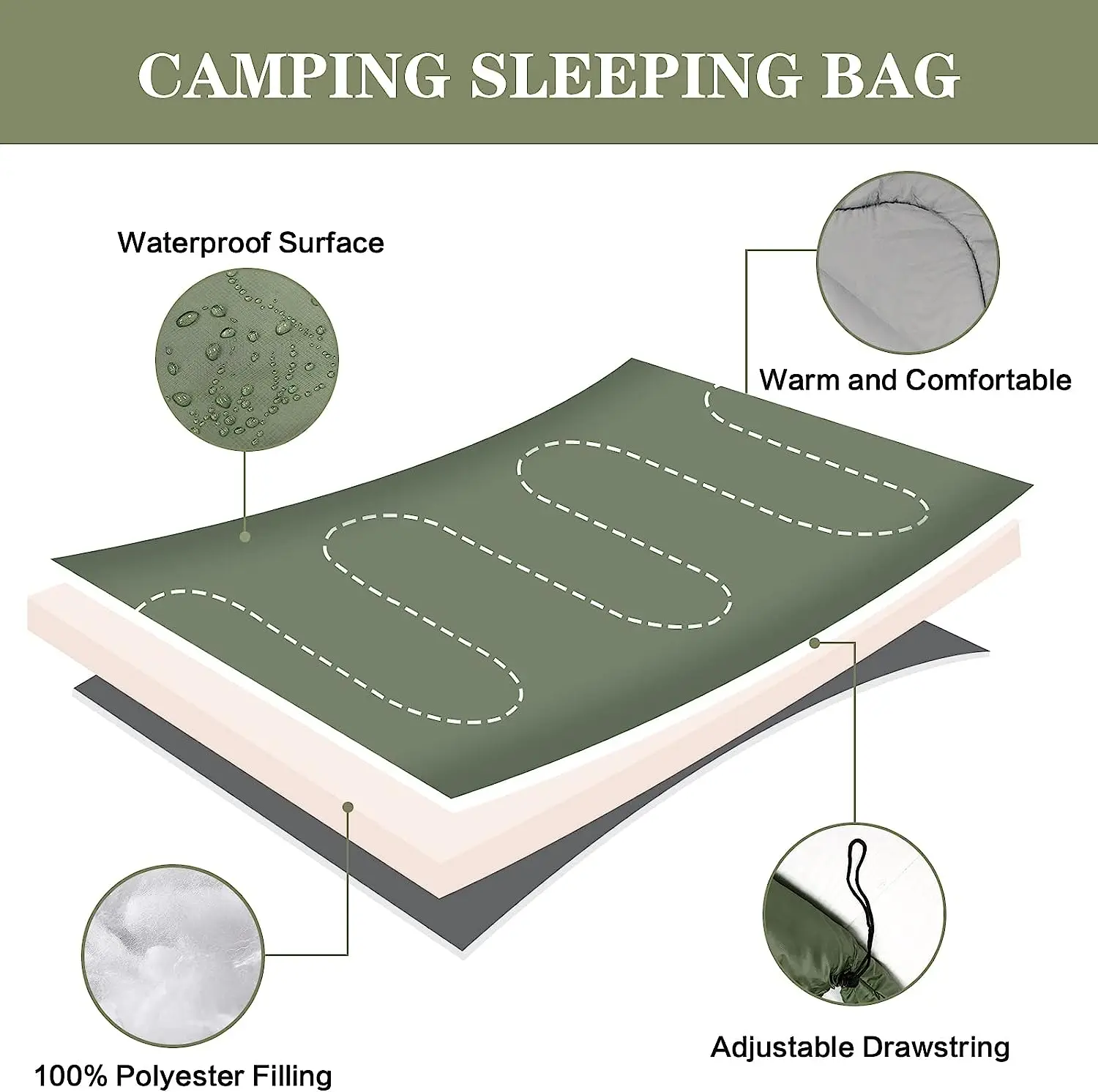 WOQI Lightweight Backpack Sleeping Bag Is Suitable for Adult Boys and Girls, Fearless of Cold Weather
