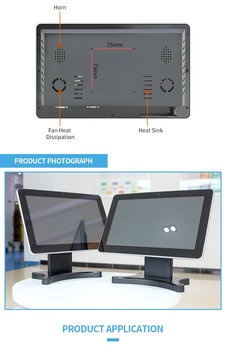 Black Industrial Pc Usb Rj45 Wifi 15.6 Inch Desktop All In One Touch Pc For Data Collection System