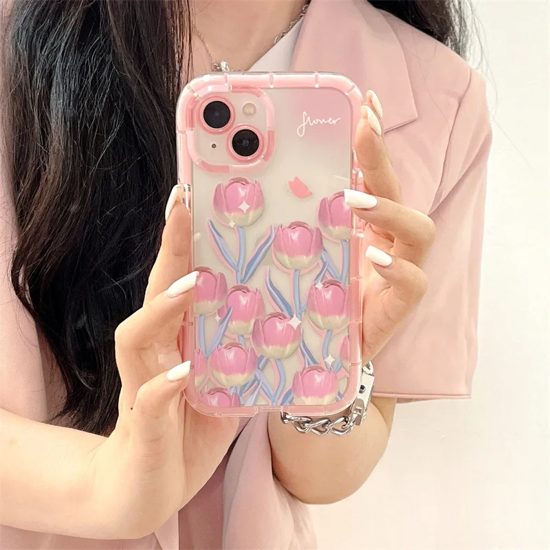 Flower Pink Phone Cover For iPhone xr to 13 Pro Case For Girl Phone Case iPhone For Telephone Case iPhone 13