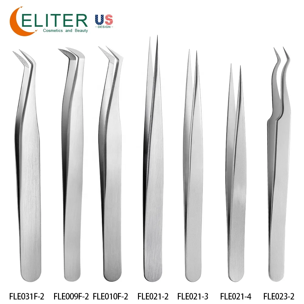 ELITER Hot Sell In Stock Full Range Titanium Eyelash Tweezer Steel Eyelash Tweezer Eyelash Tweezer Extensible