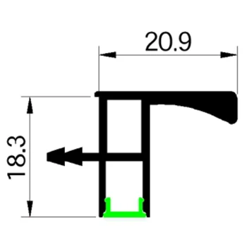 W21*H18.3mm Aluminum Alloy Cabinet Closet Handle with LED Light Sloting Required High Quality Aluminum Profiles Product