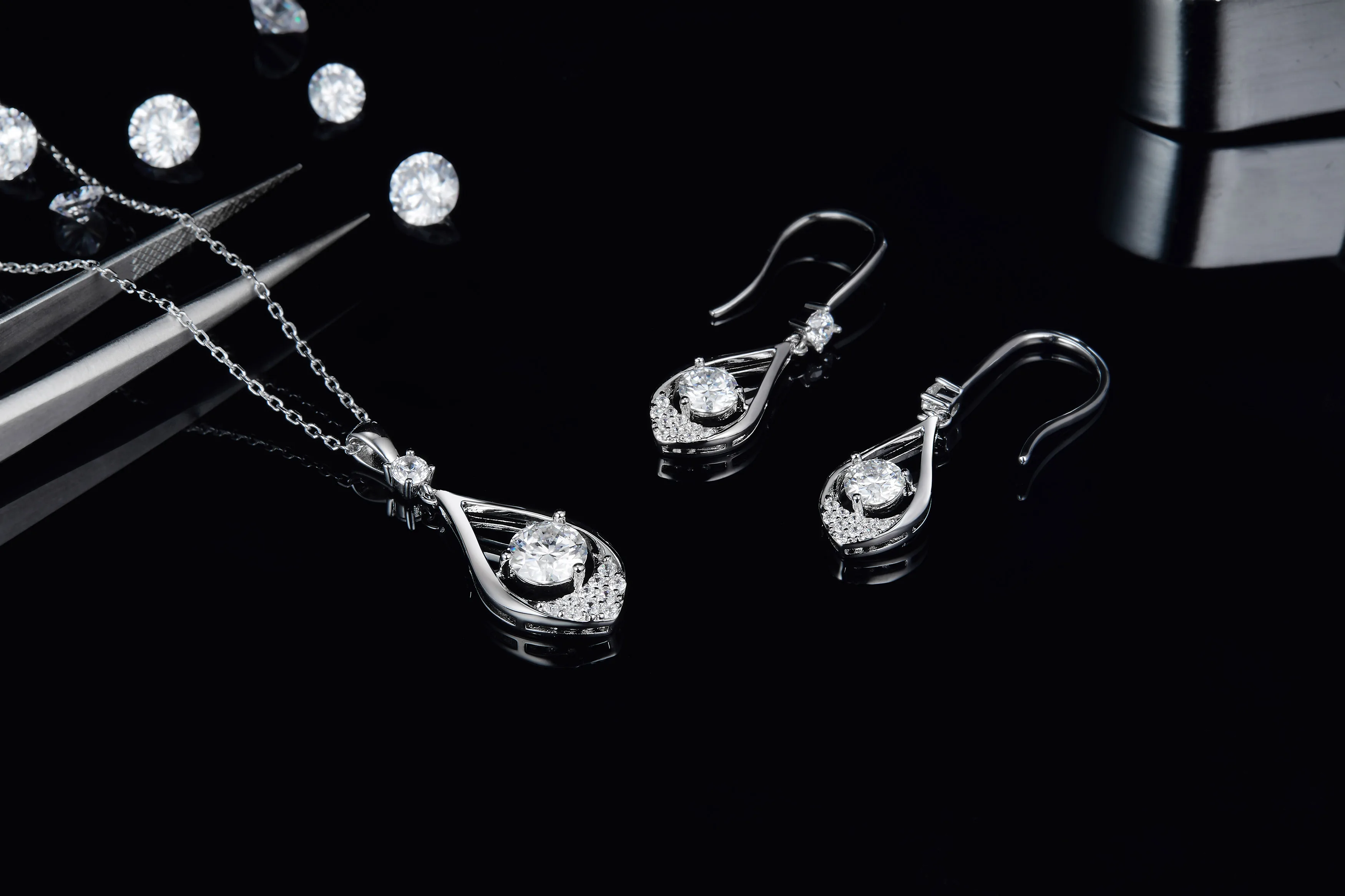 teardrop shape moissanite cultivate emerald jewelry set ruby jewelry sets sapphire jewelry set