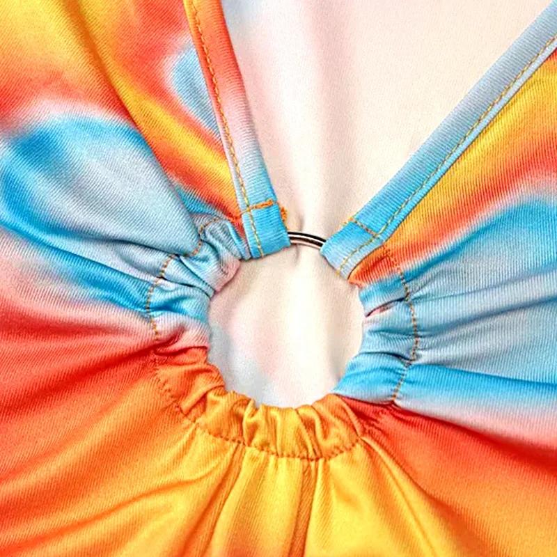 2022 Custom OEM ODM Summer Ladies Dress Casual Woman Dresses Slip Cut Out Graphic Print Bodycon Dress