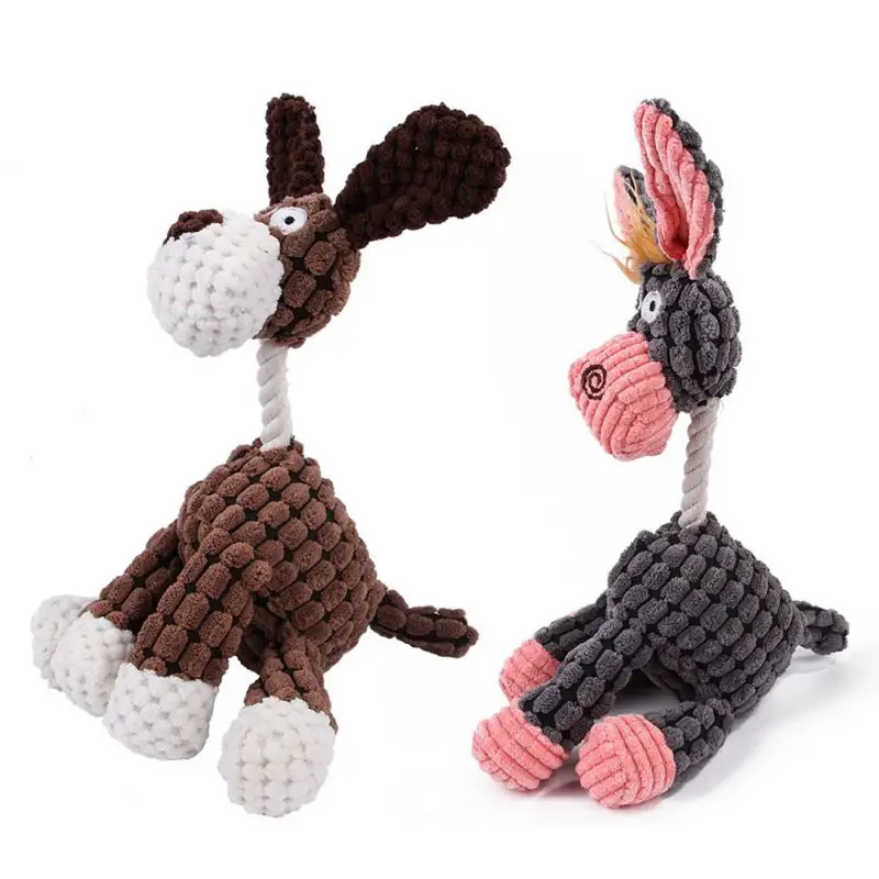 Plush Donkey Pets Hund Pet Cane Dog Chew Squeaky Toys Dogs Accessories Products Supplies Juguete Accesorios Para Perro Mascota
