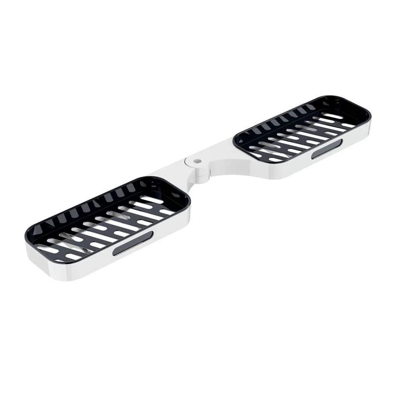 Fold able plastic double row corner rack wall mounted swivel storage shelf plastic bathroom rotating storage drain rack