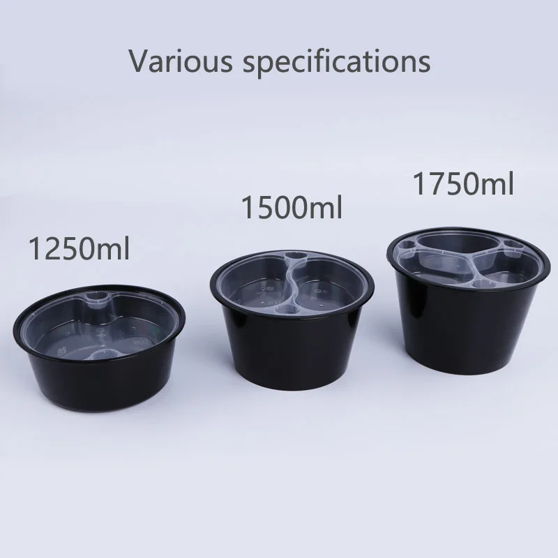 Hot Sale New Soup Container Customized 1250 1000 1500 Ml Pp Noodles Bowl Hot Food With Two Layer Lids disposable lunch boxes