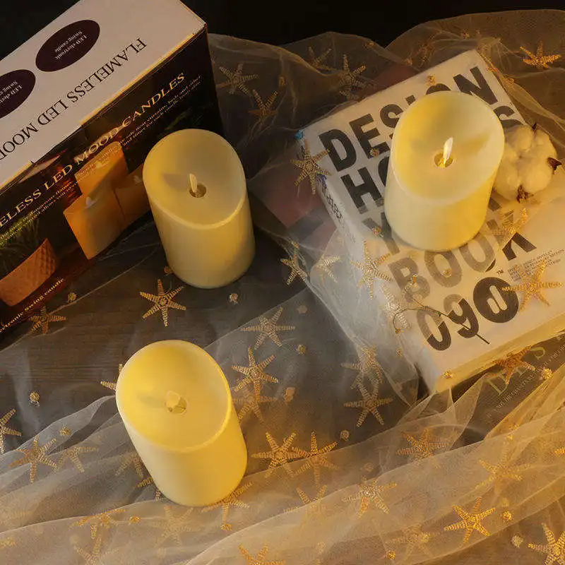 Most Popular Ivory Color Plastic Flameless Electric Flickering Candle Led Wedding Candles With Battery Operated