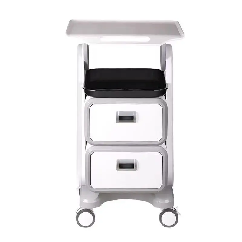 Mobile Tool Cart With Wheels 2 Drawers Trolley Multifunction Roller Tool Cabinet For 3d Scanner Machine