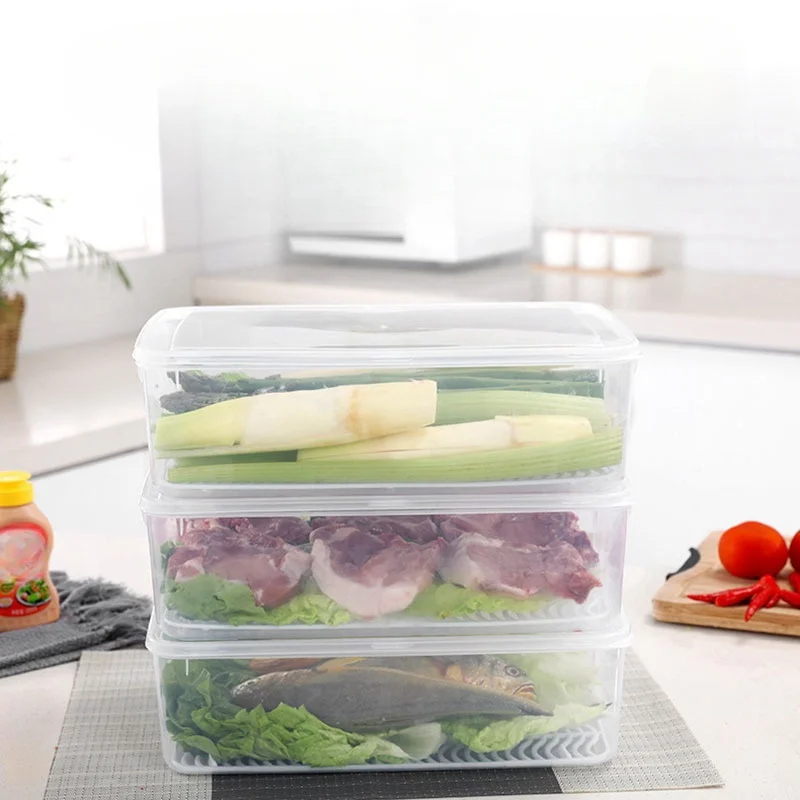 Hot Selling Plastic Kitchen Stackable Food Storage Boxes Container For Refrigerator Organizer