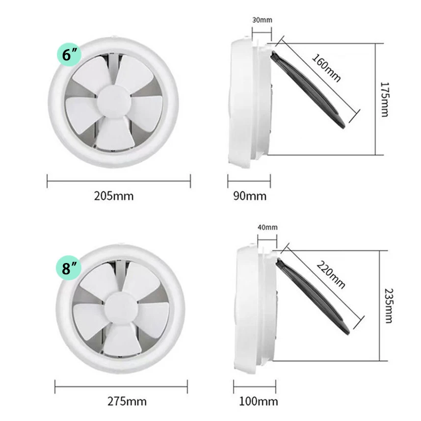 20W 35W Low Noise Glass Louver Extractor Ventilation Fan Wall Mount Home 700 Cfm Exhaust Fan For Kitchen