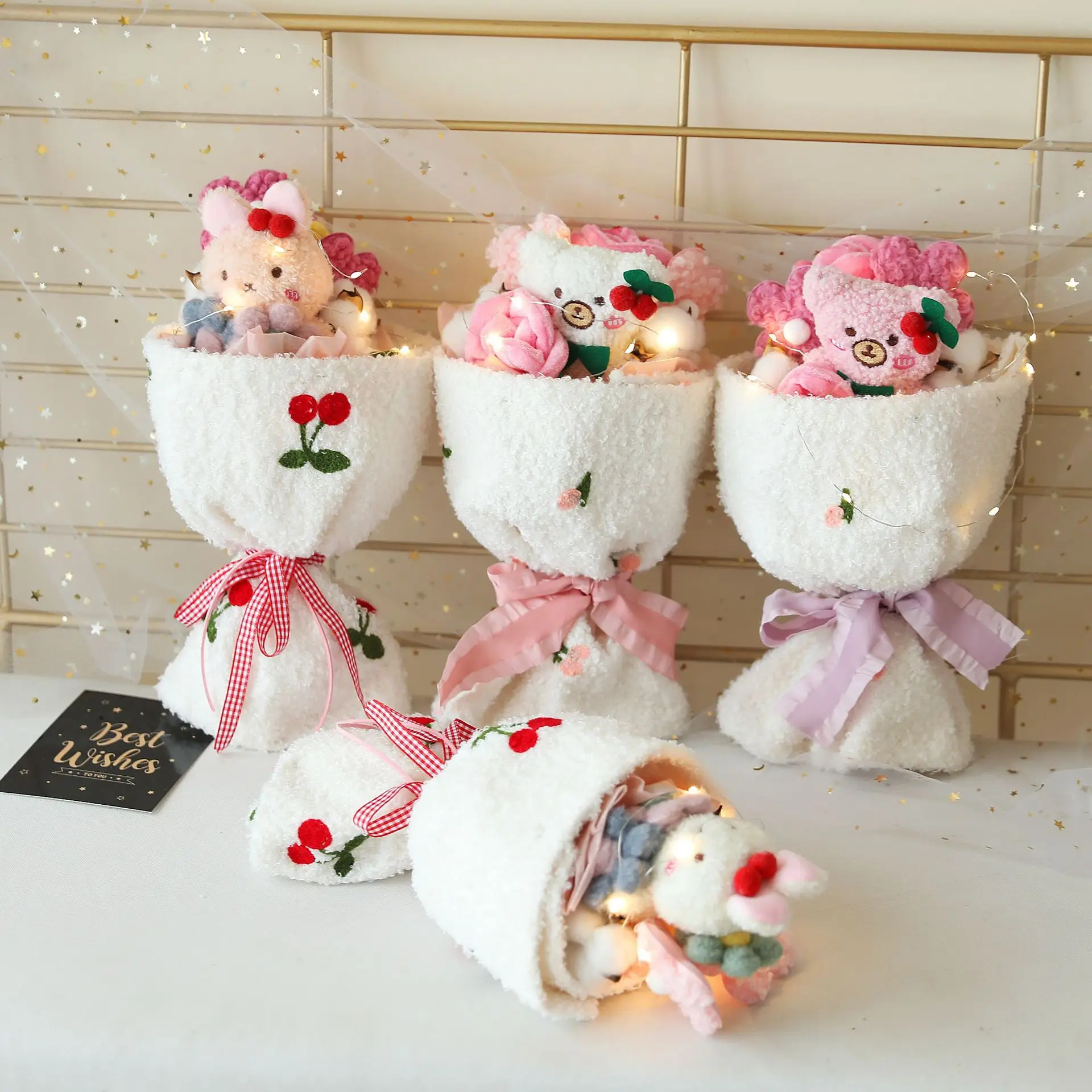 Wholesale Custom Love Decorative Flowers Rabbit Plush Toy Valentines Day Gift Teddy Bear Flower Gifts