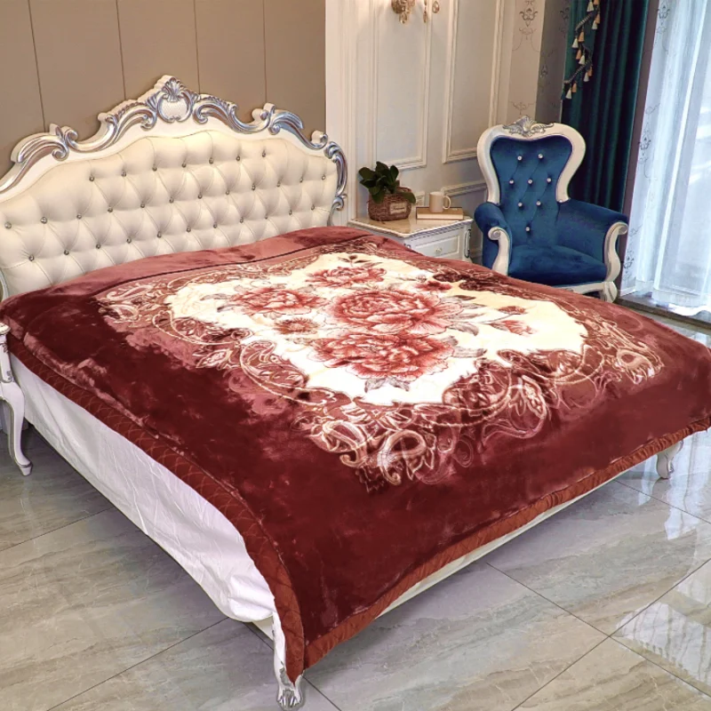 Luxury Korean Mink Blanket Super Soft 2 Ply Acrylic Queen Size Comfortable Bed Use Portable Cheap