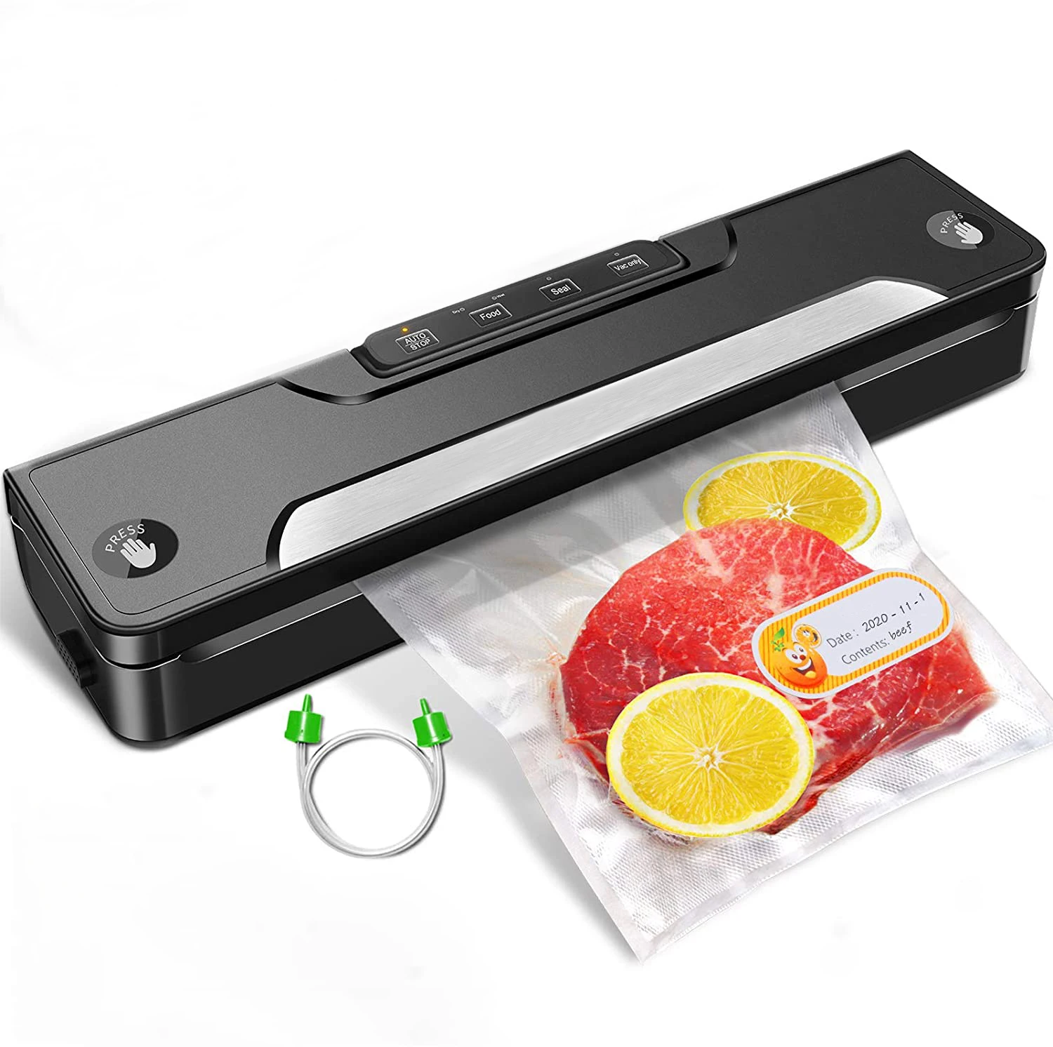 Automatic One Button Operation with Vacuum Hose for Bottles/Jars Dry/Wet Food Vacuum Sealer Home Kitchen