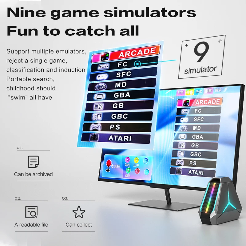 Future Game Station 4K 9 Emulator Retro Mini TV Box Video Game  Console 2 Controllers Arcade Gaming For PS1/GB/MD