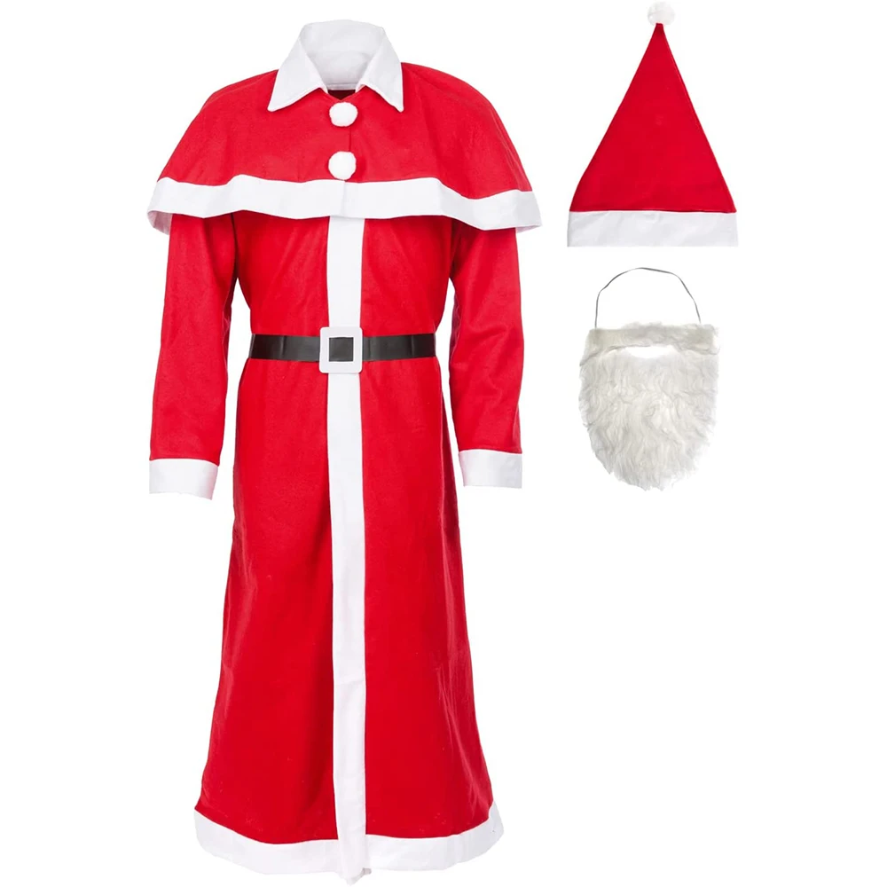 High Quality 5pcs Christmas Costume Santa Suits Outfits Felt Santa Claus Costume For Men And Women
