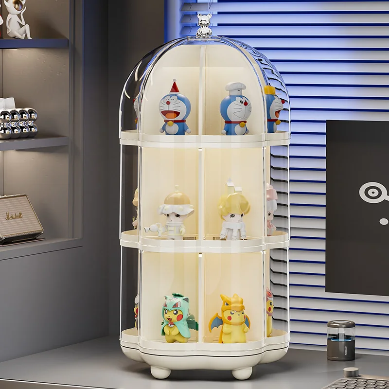 High quality 360 degree rotation INS style minifigures plastic display Action figure box storage showcase With grid division