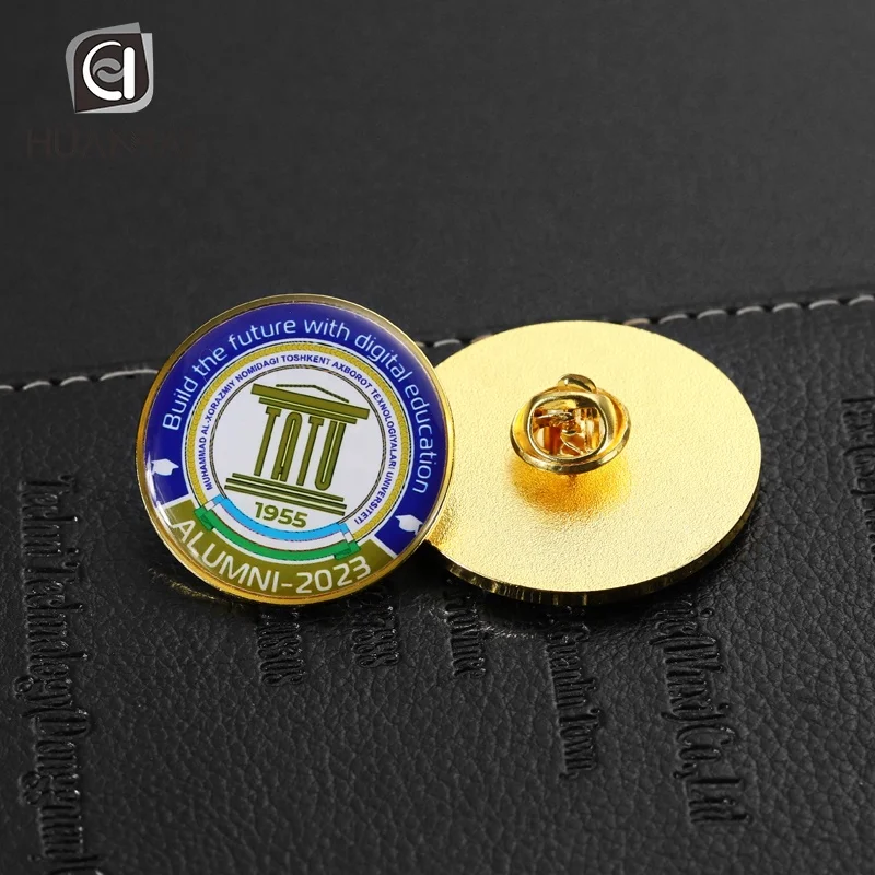 custom gold metal 30mm logo blank sublimation lapel pin with epoxy