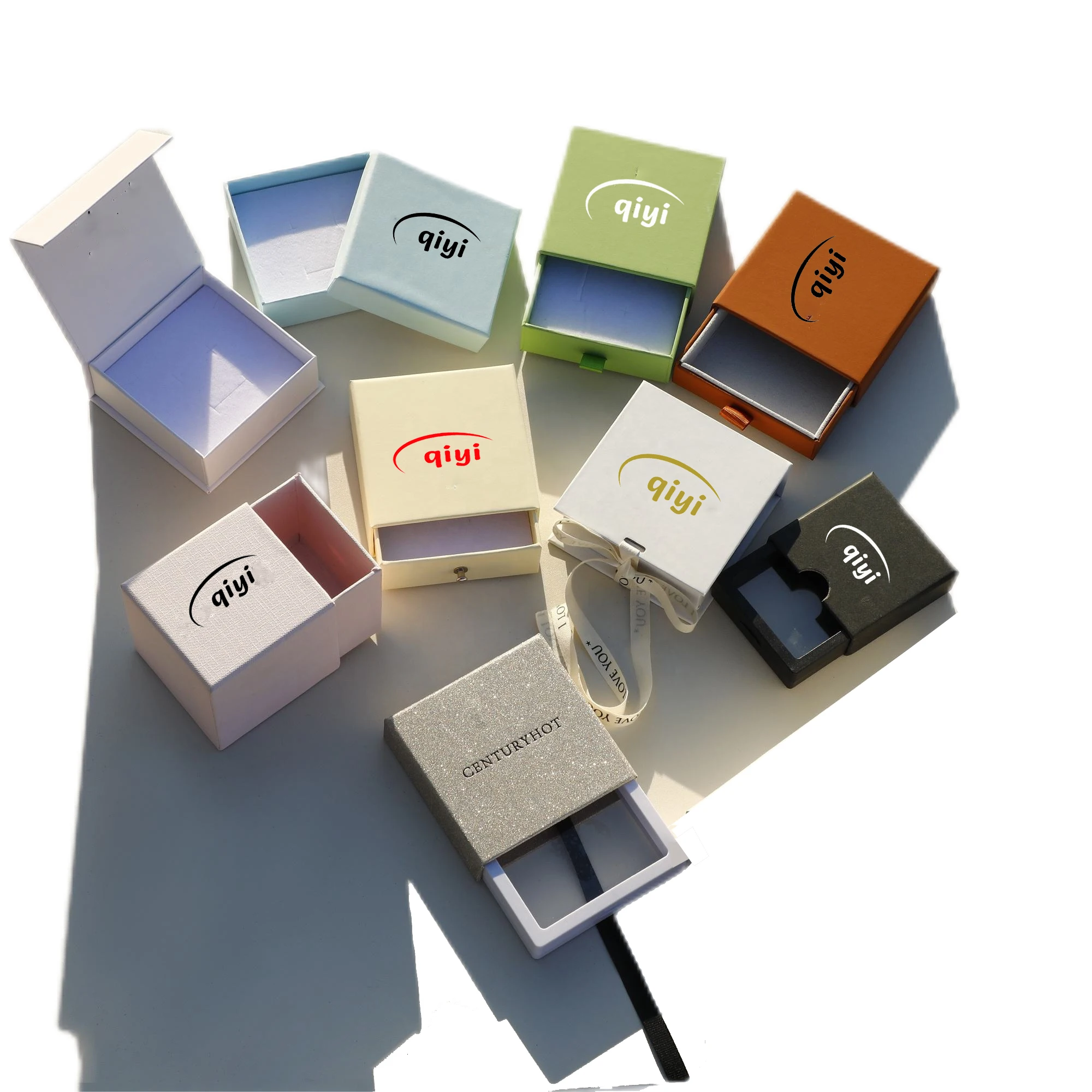 8*8*3cm wholesale custom logo paper jewelry boxes hard rigid cardboard sliding gift packaging box