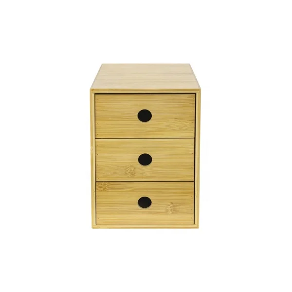 ZB BSCI Factory Custom Bamboo Office Desk Organizer Desktop Holder with 3 Drawers for Efficient Workspace Management