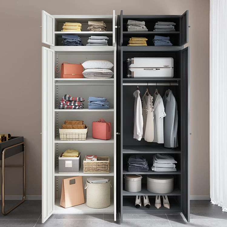 Wardrobe bedroom furniture with standing feet modern foldable freestanding 2 door metal almirah