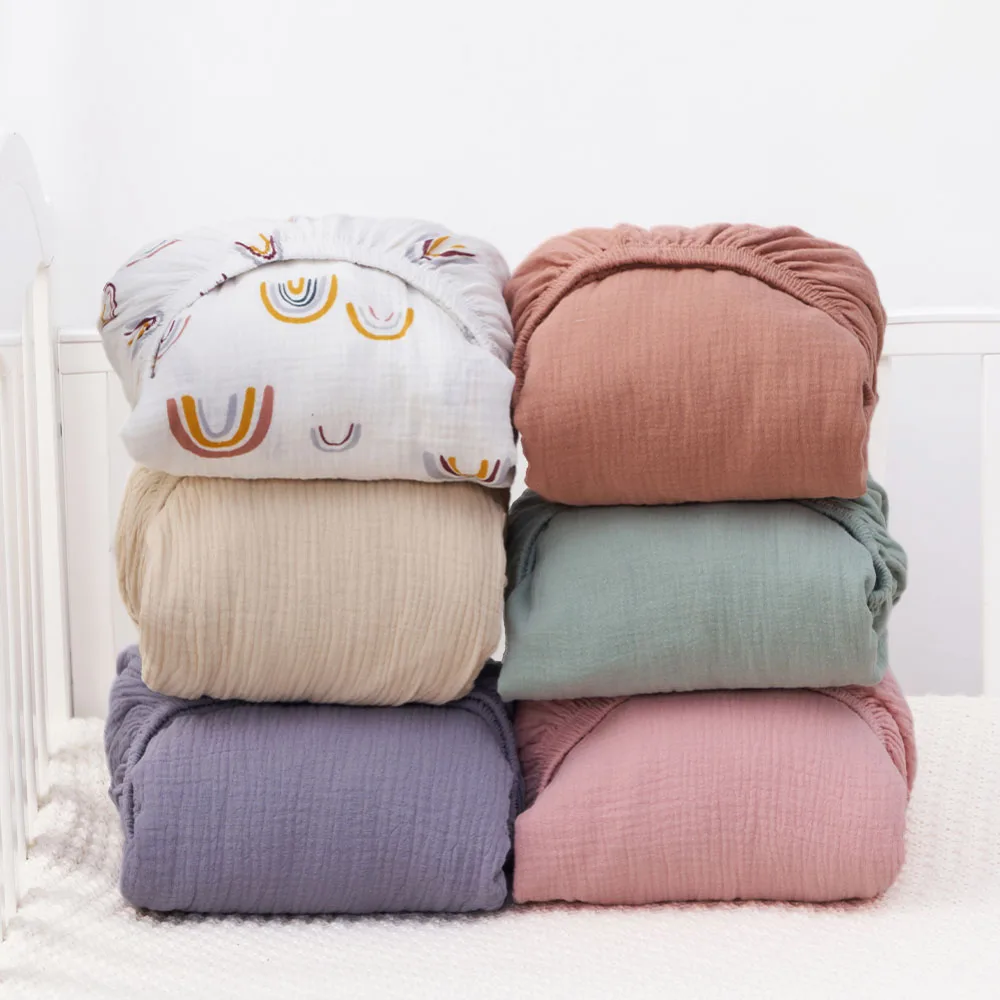 Organic New Born Cotton/Spandex Soft Foldable Oval Baby Crib Fitted Cot Sheet Baby Bassinet Bedding Sheet