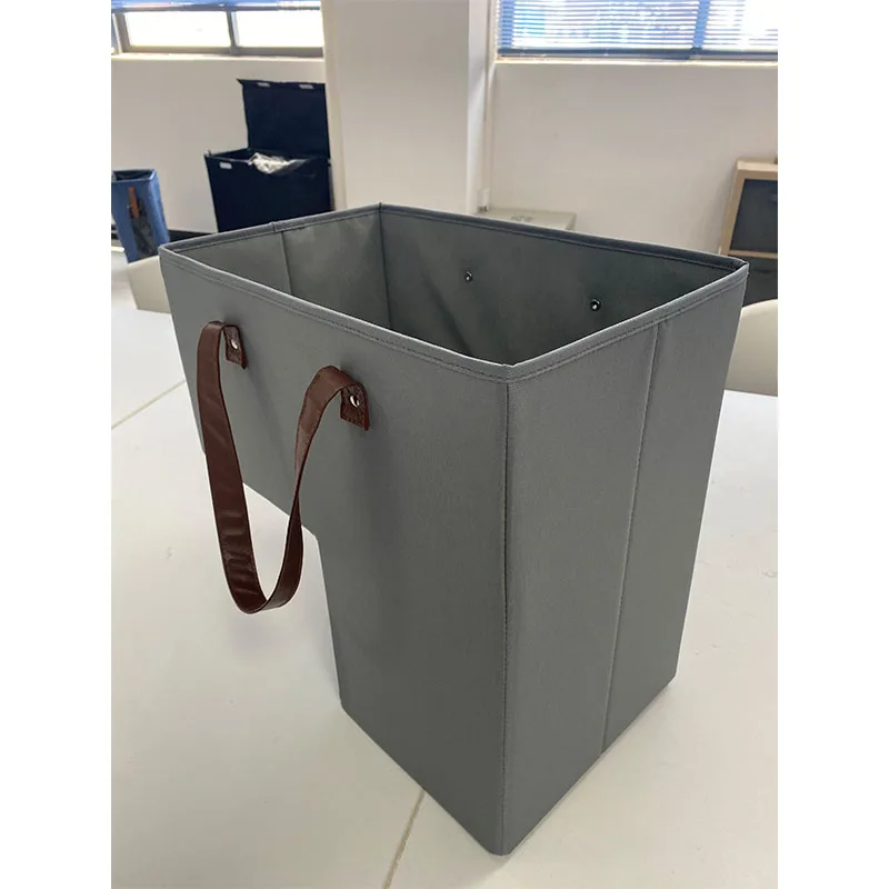 High Quality Staircase Baskets with Leather Handles Foldable Stair Steps Baskets for Carpeted and Stair Storage