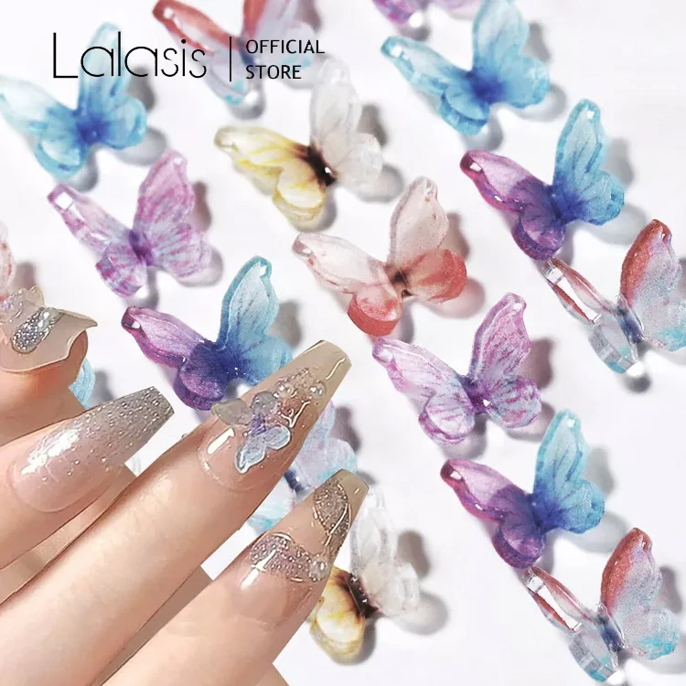Lalasis nail art resin manicure nails accessories supplies colorful nail ornaments butterfly decorations charms