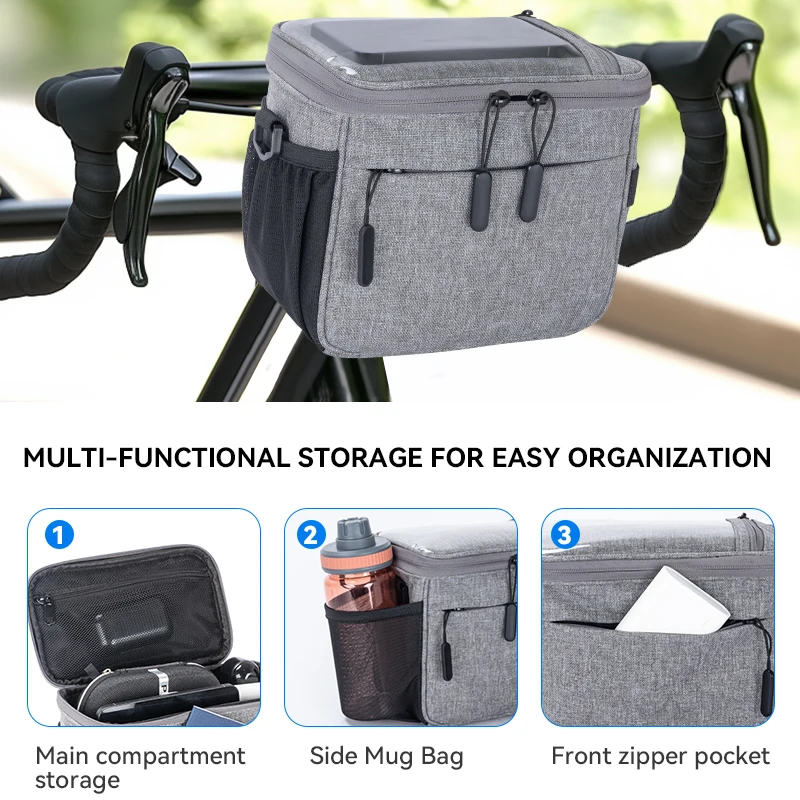 BSCI custom outdoor hiking bicycle frame bag phone bags pouch with TPU touch screen bike handlebar insulated cooler bag