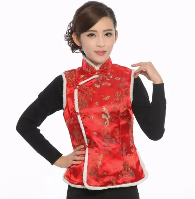 Ecowalson New Year unisex Chinese Style Qipao Tang Suit Thicken Velvet Vest Traditional Evening Party Wedding Cheongsam Retro