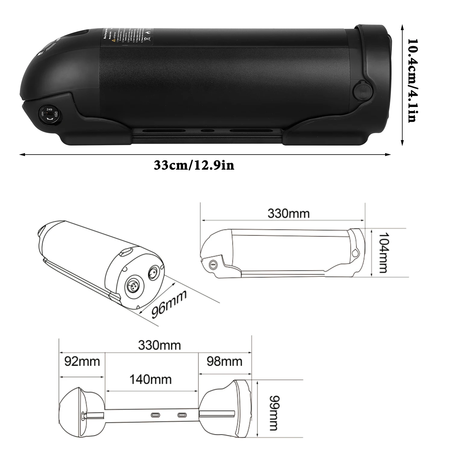 Electric Bicycle Battery 36v 10ah ebike water bottle battery