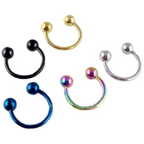 Retail Colorful Horseshoe Shape Nose Ring Anodized CBR Nose Septum Clicker Ring Nasal Piercing Jewelry
