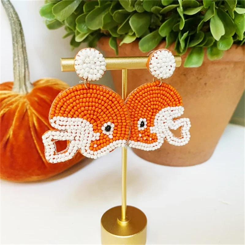 Cute Lucky Earrings Handwoven Goldfish Carp Rice Beads Earrings