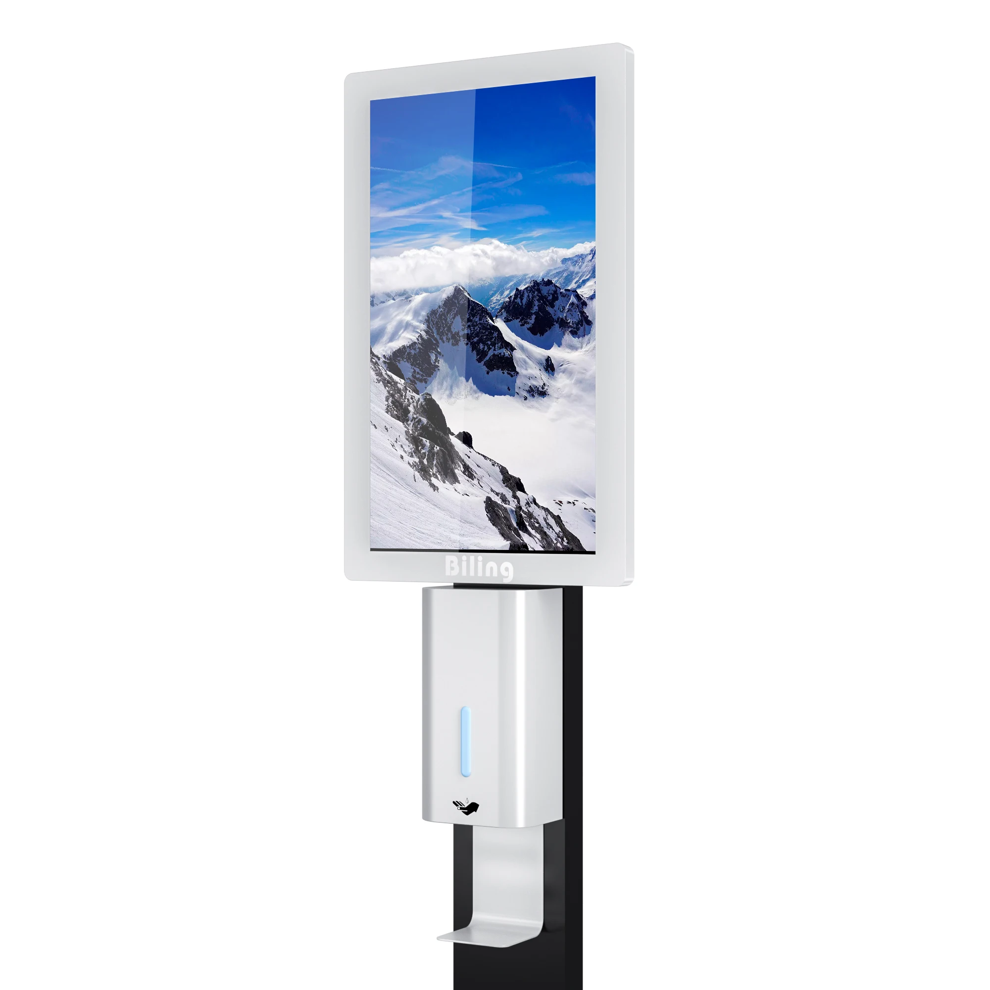 напольный киоск рекламы тотема palyer digital signage и дисплеи дезинфицирующее средство для