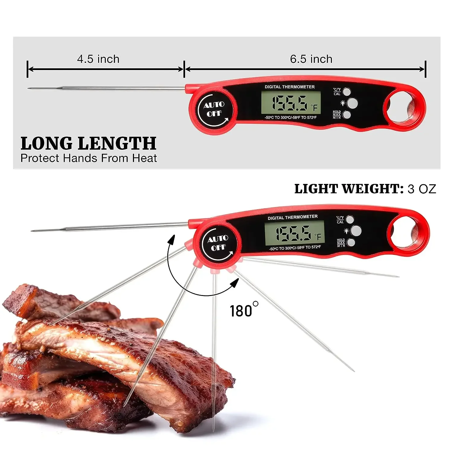 Oil Thermometer Needle Food Thermometer Instant Reading Meat Temperature Tester With Probe For Kitchen Grilled