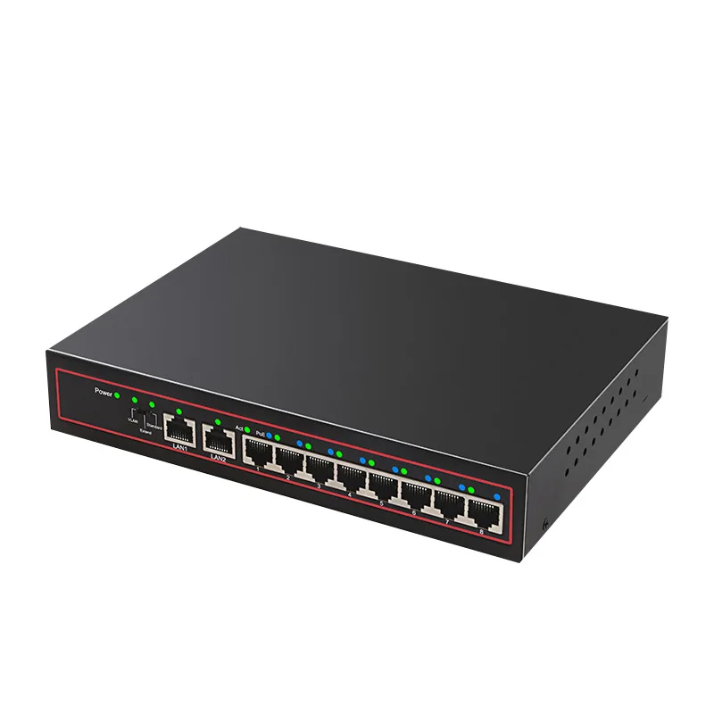 Factory original sale 250meters long distance 10/100M Power over ethernet Gigabit 8+2 channels industrial poe switch 8 port