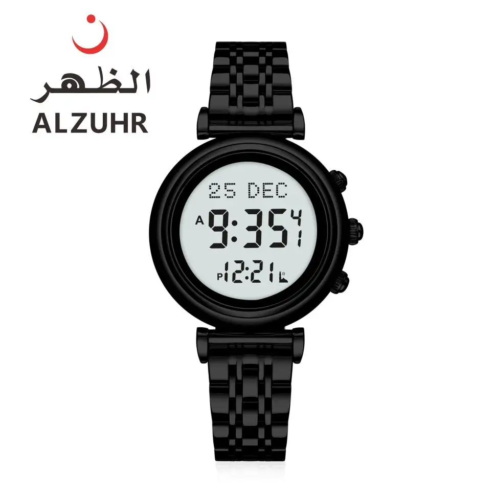 Al Fajr Azan Digital Ladies Islamic Watch Muslim Prayer Time Azan Qibla Black Color Relojes Watches ALZUHR506