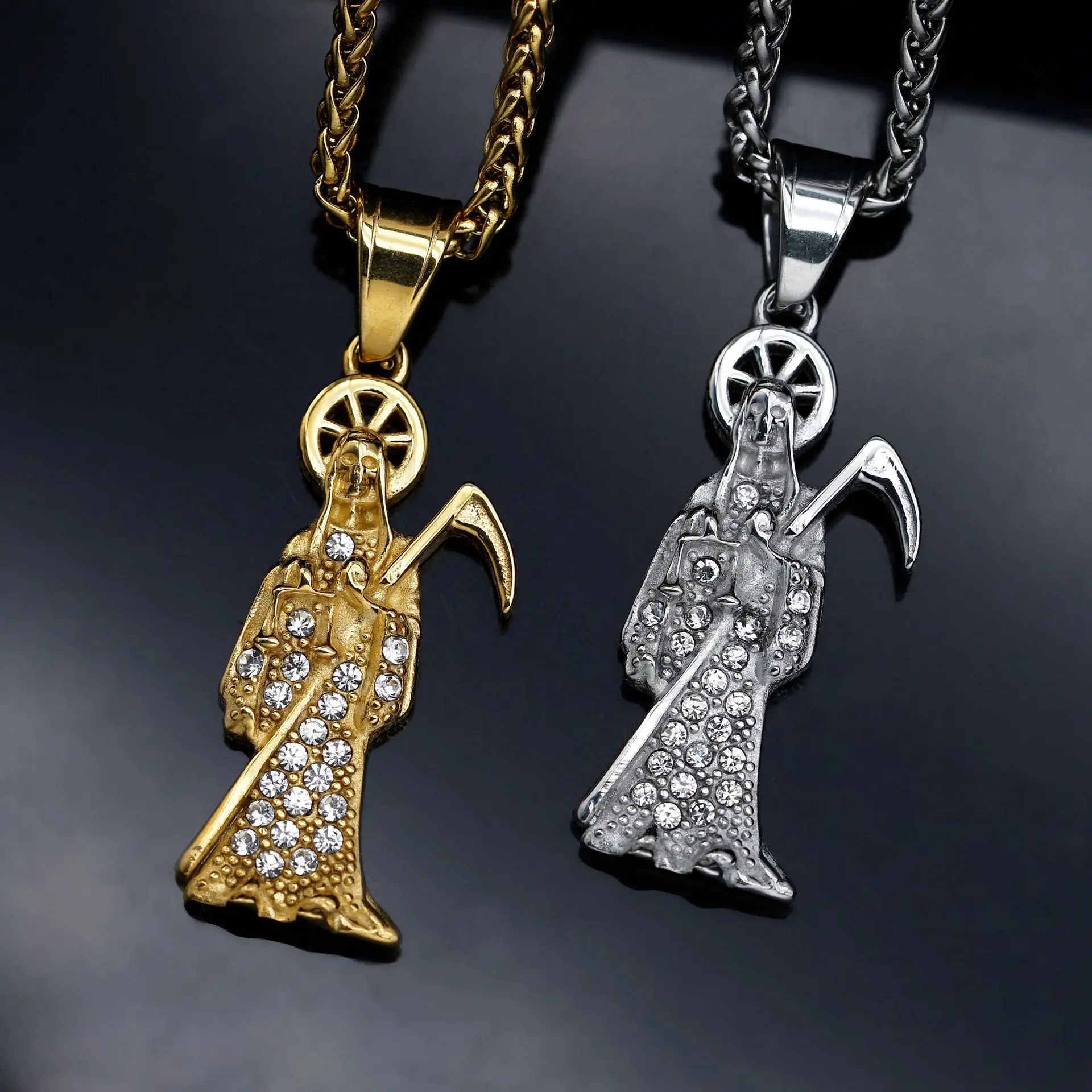 Deathly Hallows Pendant Holy Death Santa Muerte Necklace Angel of Death Pendant