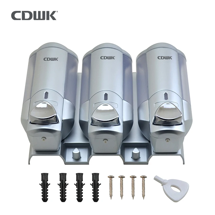 200ml X 3 Three Chamber Wall Mounted Bathroom Shampoo/Conditioner/Soap/Shower gel Dispenser