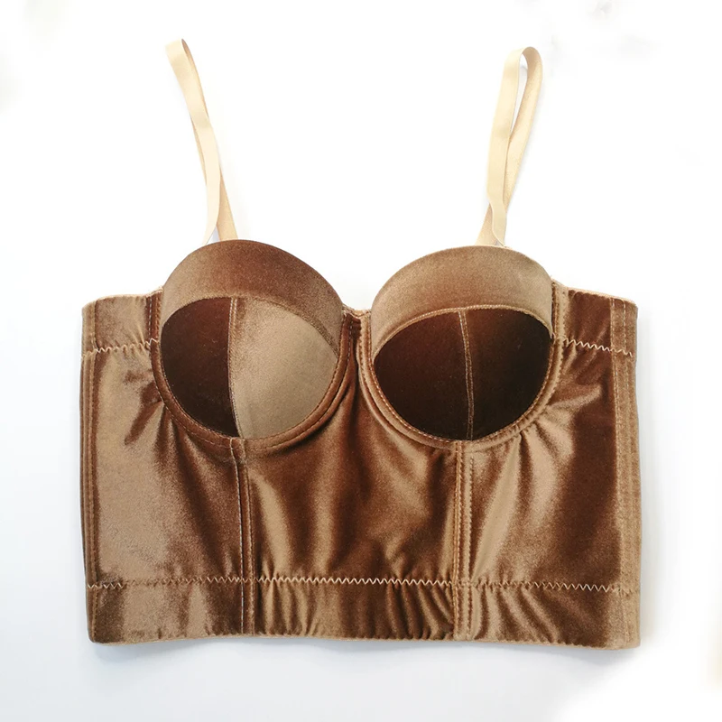 Real Velvet Suspender Bra Solid Color Steel Ring Body Shaping Vest Short Style Corset