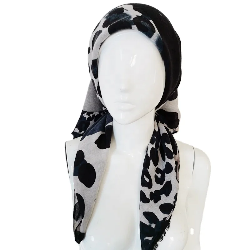 Leopard style girls fashion head scarf women breathable tichel scarf fashion prints jersey hijab