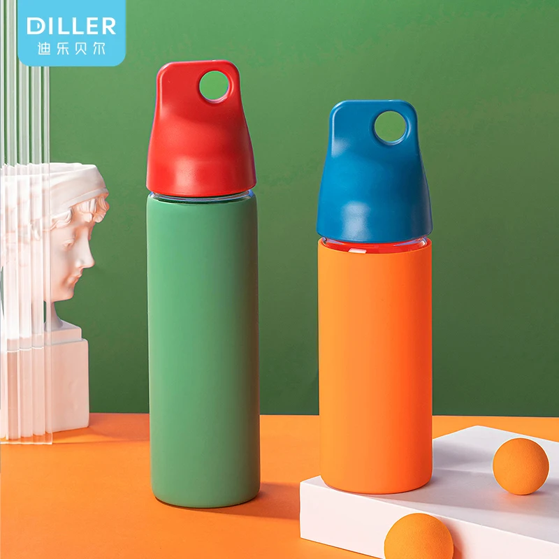 2022 colorful recycled silicone sleeve cycling sports glass water bottle