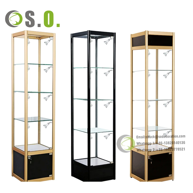 Aluminum Frame Full Extra Vision Glass Display Showcase Customized Aluminium Glass Showcase Glass Display Showcase