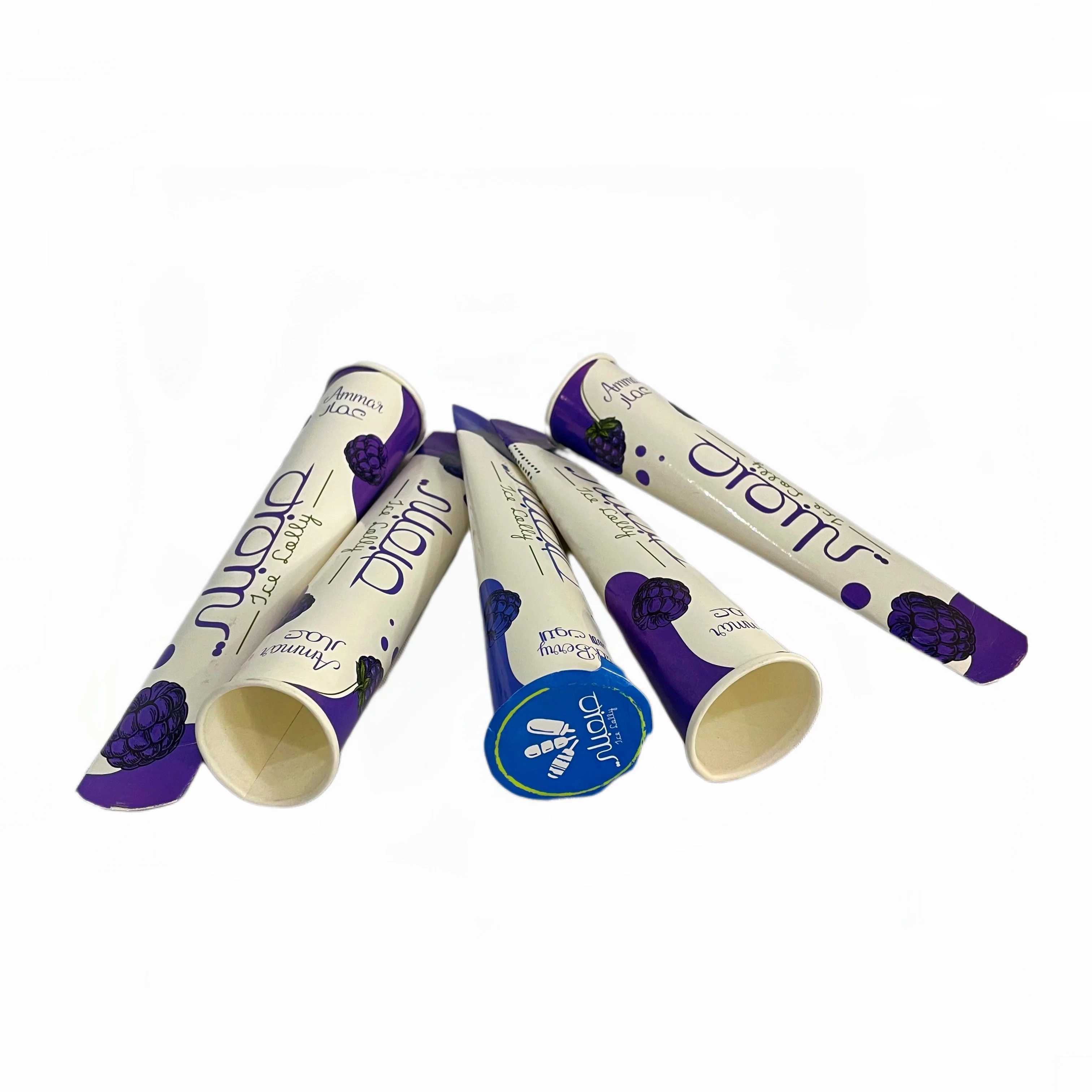 Custom Logo Customized design wholesale aluminum frozen ice cream cone slushy squeeze paper cup calippo tube